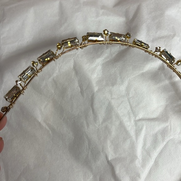 Anthropologie Emma Katzka Bridal Headband New Elegant Gold Crystal Headband main image 6